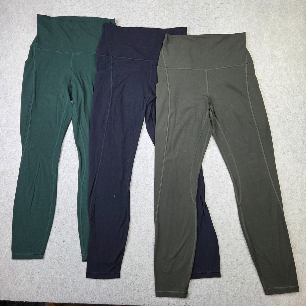 Lululemon Women's Solid Ankle Leggings Size 6 Regular Black & Green (lot of 3)